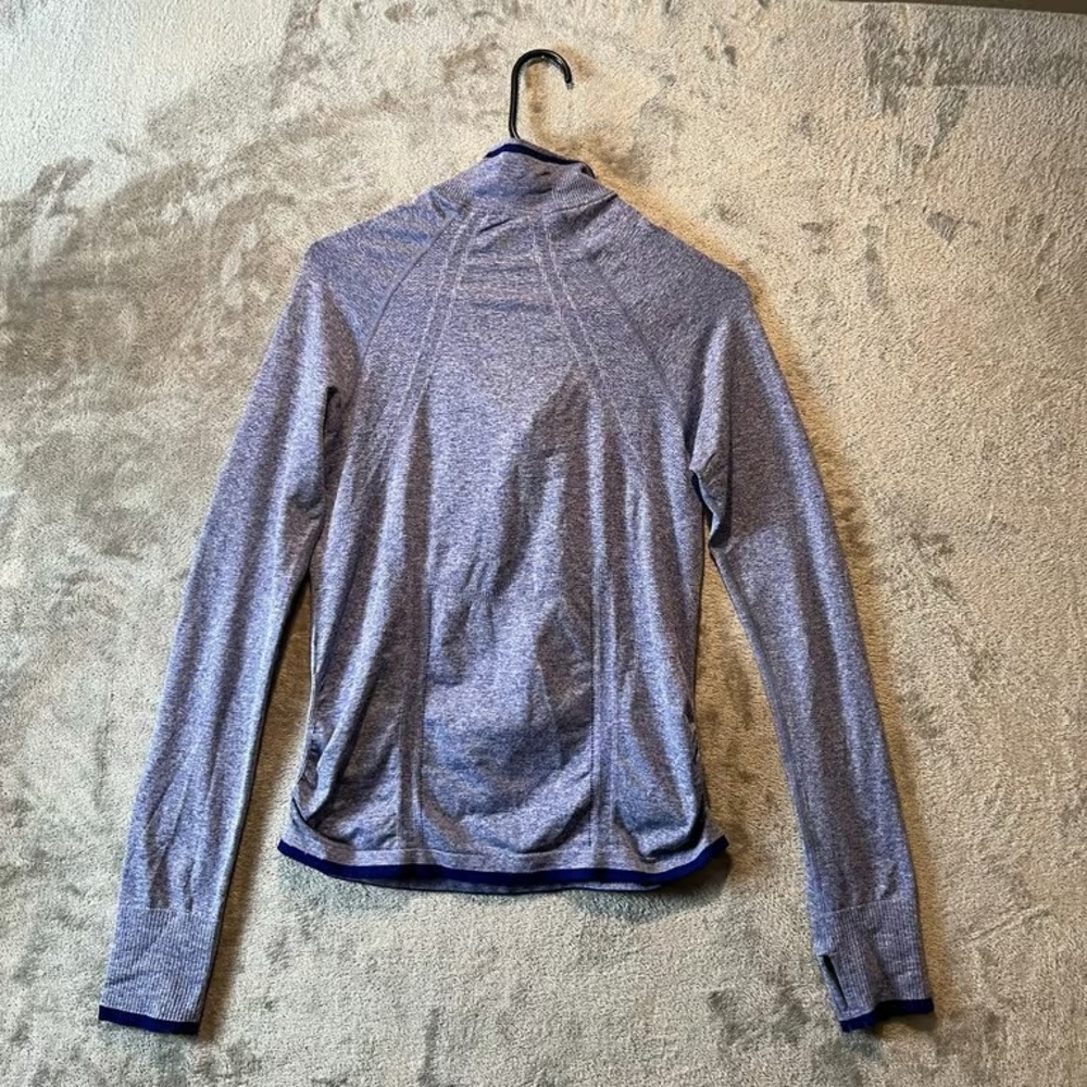Women's Heathered Light Blue Quarter-Zip Active Top - Picture 3 of 3